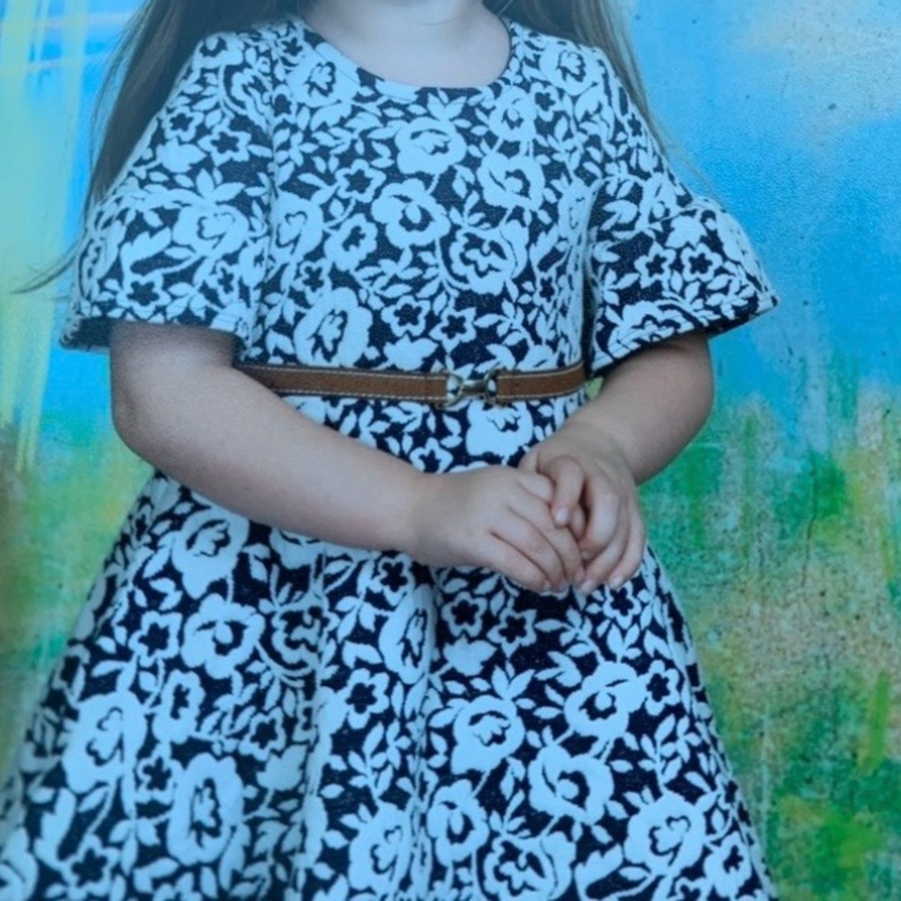 Janie and Jack Navy and White Floral Dress